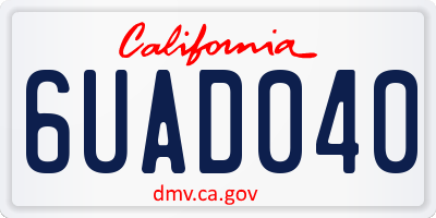 CA license plate 6UAD040