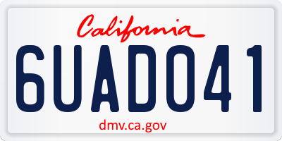 CA license plate 6UAD041