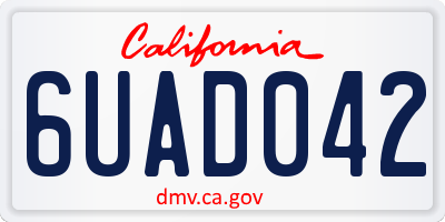 CA license plate 6UAD042