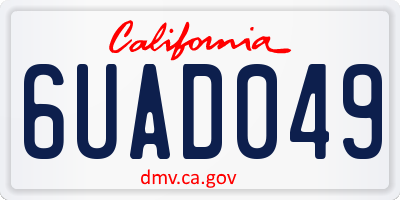 CA license plate 6UAD049