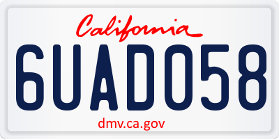 CA license plate 6UAD058