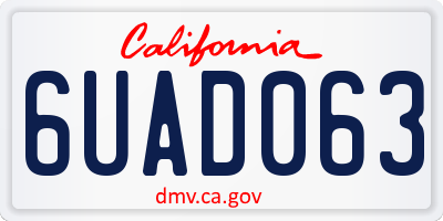 CA license plate 6UAD063