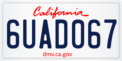 CA license plate 6UAD067