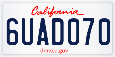CA license plate 6UAD070