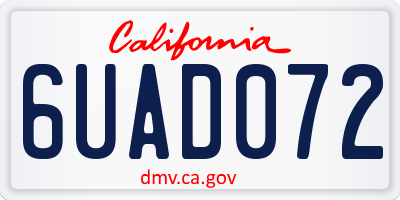 CA license plate 6UAD072
