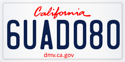 CA license plate 6UAD080