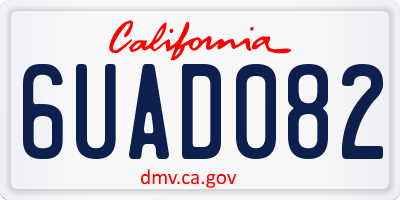 CA license plate 6UAD082