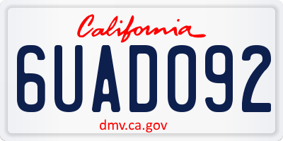 CA license plate 6UAD092
