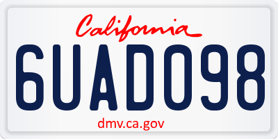 CA license plate 6UAD098