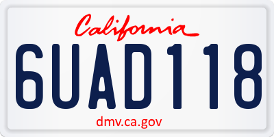 CA license plate 6UAD118