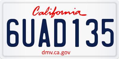 CA license plate 6UAD135