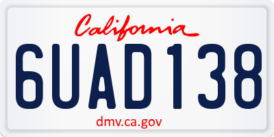 CA license plate 6UAD138