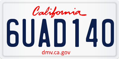 CA license plate 6UAD140