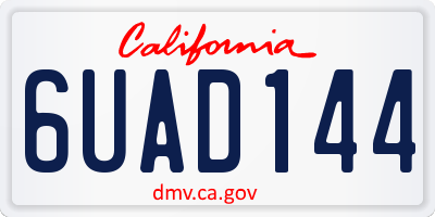 CA license plate 6UAD144