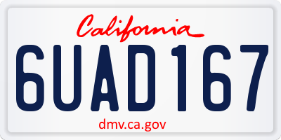 CA license plate 6UAD167