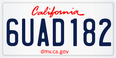 CA license plate 6UAD182
