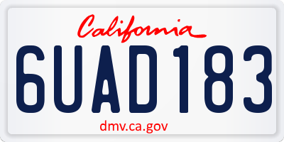 CA license plate 6UAD183