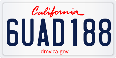 CA license plate 6UAD188
