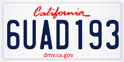 CA license plate 6UAD193