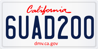 CA license plate 6UAD200