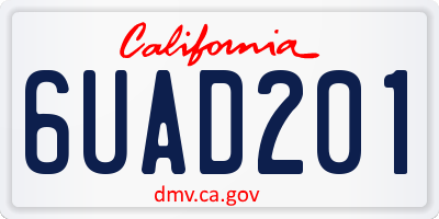 CA license plate 6UAD201