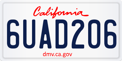 CA license plate 6UAD206
