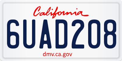 CA license plate 6UAD208