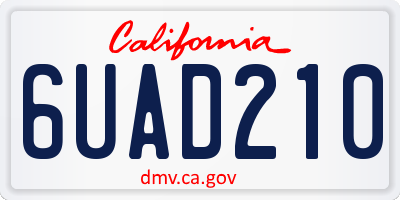 CA license plate 6UAD210