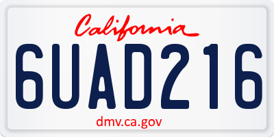 CA license plate 6UAD216