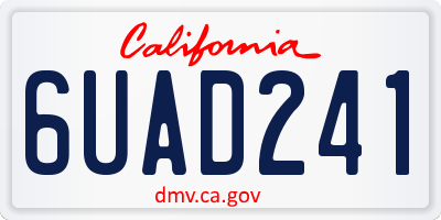 CA license plate 6UAD241