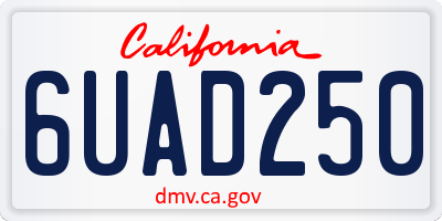 CA license plate 6UAD250