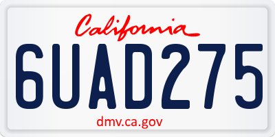CA license plate 6UAD275