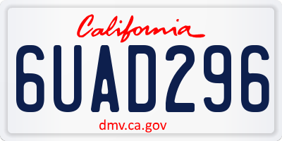 CA license plate 6UAD296