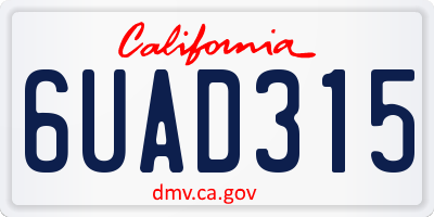 CA license plate 6UAD315