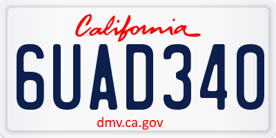 CA license plate 6UAD340