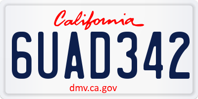 CA license plate 6UAD342