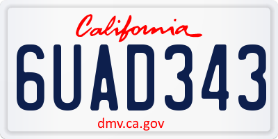 CA license plate 6UAD343