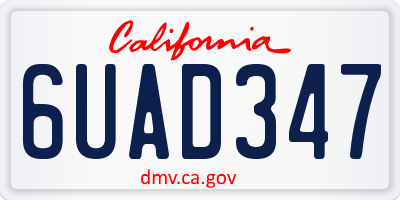 CA license plate 6UAD347