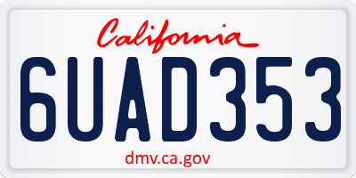 CA license plate 6UAD353
