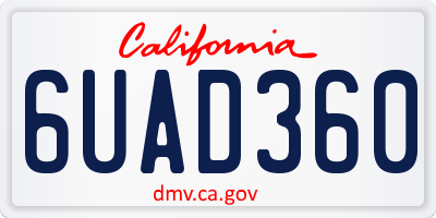 CA license plate 6UAD360
