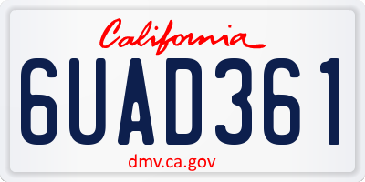 CA license plate 6UAD361