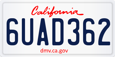 CA license plate 6UAD362