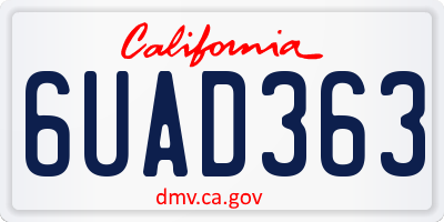 CA license plate 6UAD363