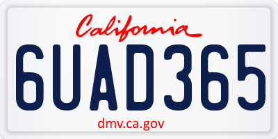 CA license plate 6UAD365