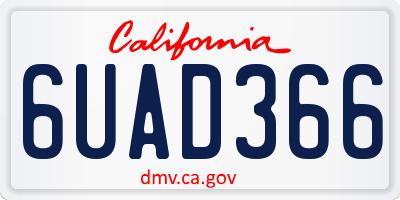 CA license plate 6UAD366