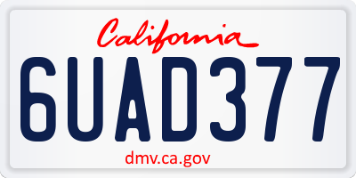 CA license plate 6UAD377