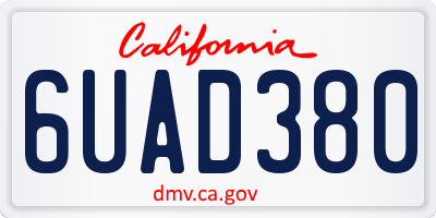 CA license plate 6UAD380