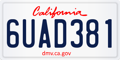 CA license plate 6UAD381