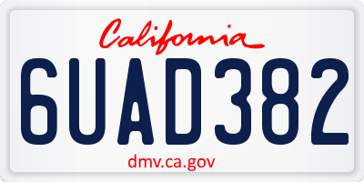 CA license plate 6UAD382