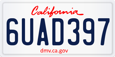CA license plate 6UAD397